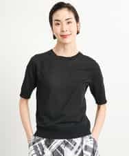 FMFGA18220 MICHEL KLEIN(ミッシェルクラン) [アンサンブル対応/接触冷感]クルーネックニットプルオーバー ブラック