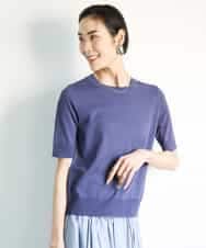 FMFGA18220 MICHEL KLEIN(ミッシェルクラン) [アンサンブル対応/接触冷感]クルーネックニットプルオーバー ブラック