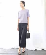 FMFGA18220 MICHEL KLEIN(ミッシェルクラン) [アンサンブル対応/接触冷感]クルーネックニットプルオーバー ブラック