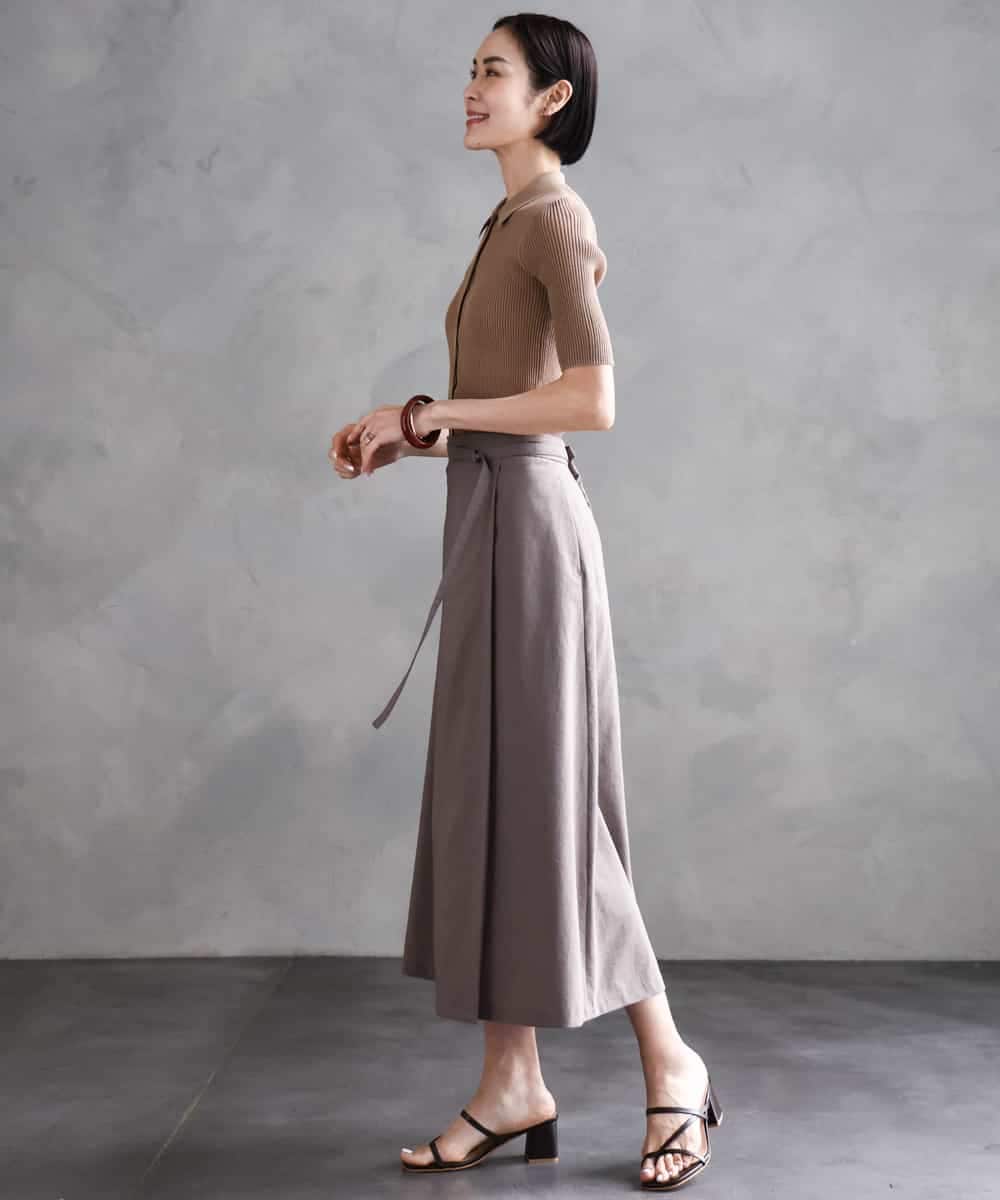FMFGA24210 MICHEL KLEIN(ミッシェルクラン) シアーリブ襟付きニット ベージュ