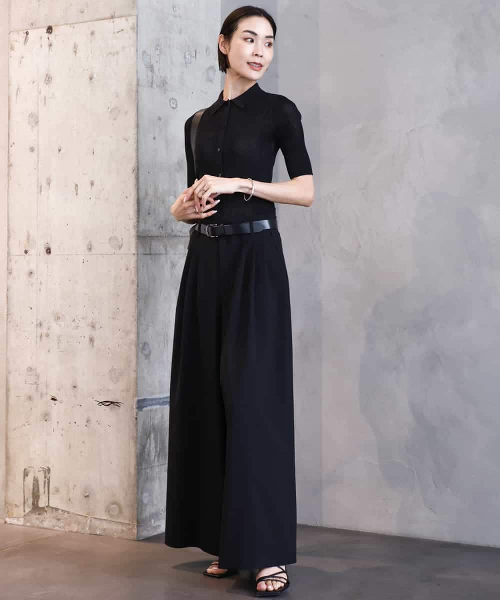 FMFGA24210 MICHEL KLEIN(ミッシェルクラン) シアーリブ襟付きニット ベージュ