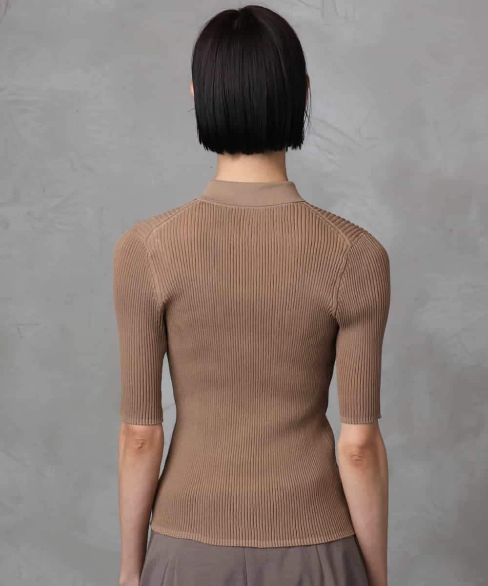 FMFGA24210 MICHEL KLEIN(ミッシェルクラン) シアーリブ襟付きニット ベージュ