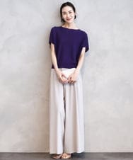 FMFGA26170 MICHEL KLEIN(ミッシェルクラン) ホールガーメント(R)フレンチスリーブニット(WEB限定カラーあり) ライトブルー