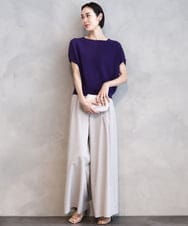 FMFGA26170 MICHEL KLEIN(ミッシェルクラン) ホールガーメント(R)フレンチスリーブニット(WEB限定カラーあり) ライトブルー
