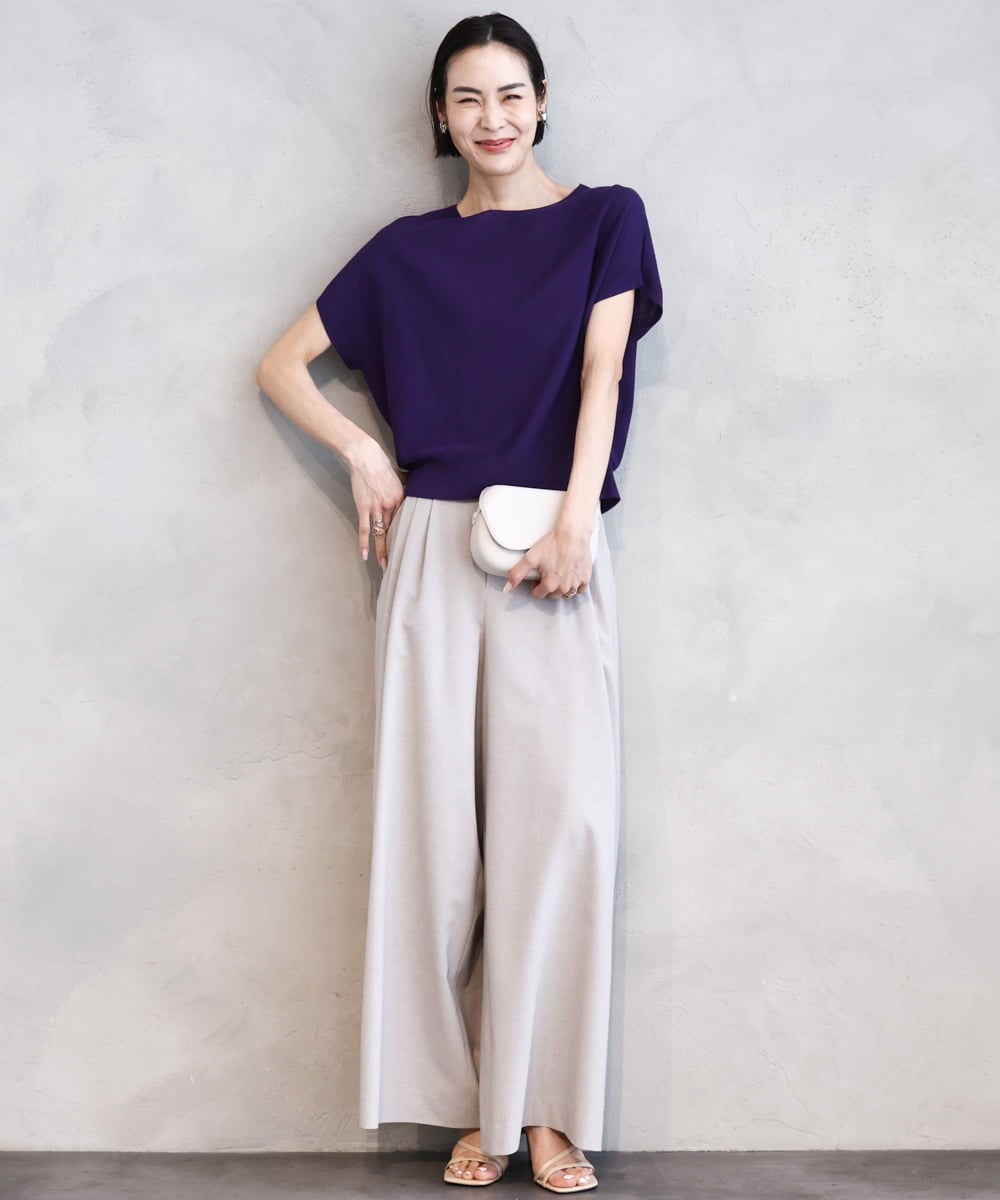 FMFGA26170 MICHEL KLEIN(ミッシェルクラン) ホールガーメント(R)フレンチスリーブニット(WEB限定カラーあり) ライトブルー