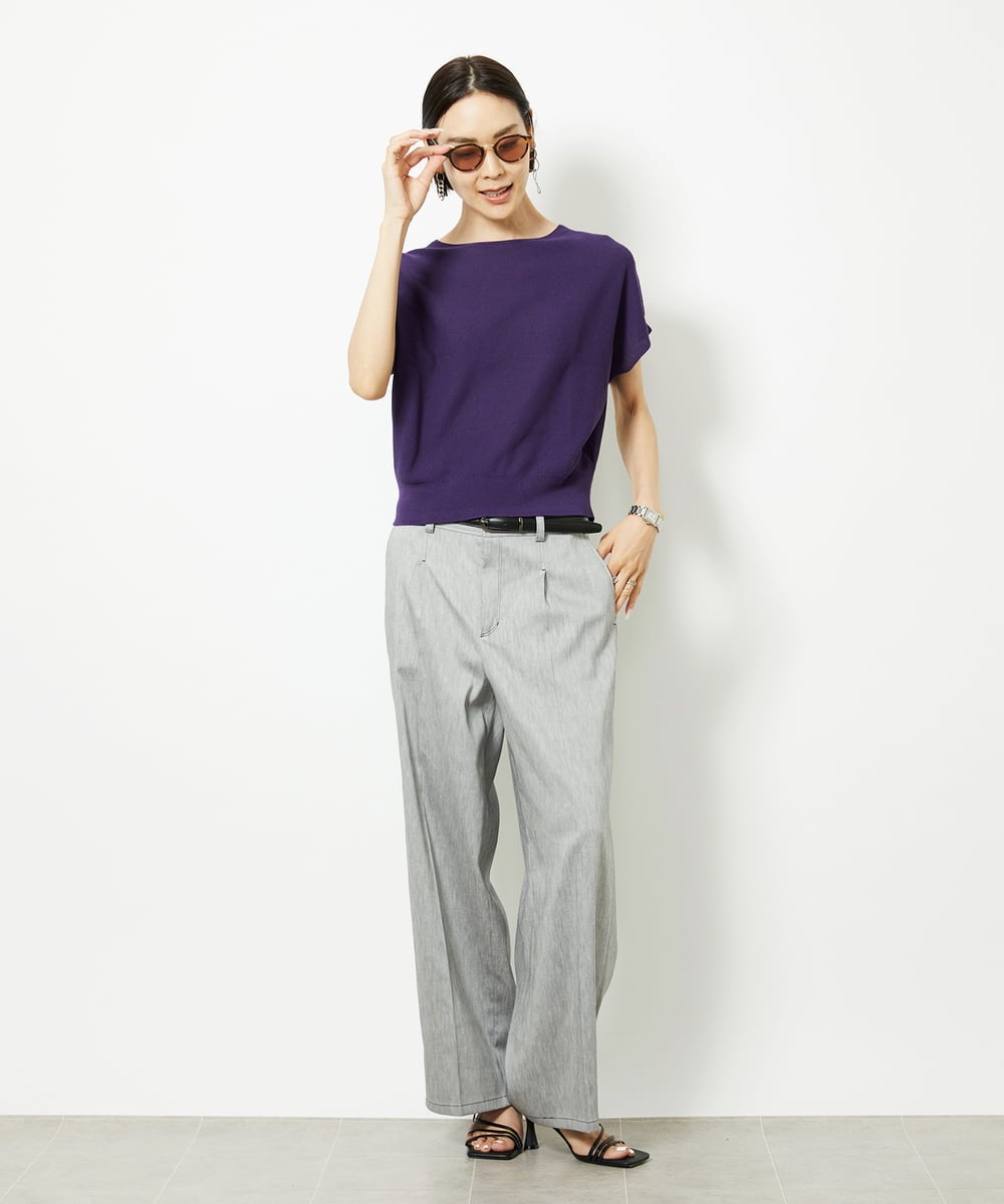 FMFGA26170 MICHEL KLEIN(ミッシェルクラン) ホールガーメント(R)フレンチスリーブニット(WEB限定カラーあり) ライトブルー
