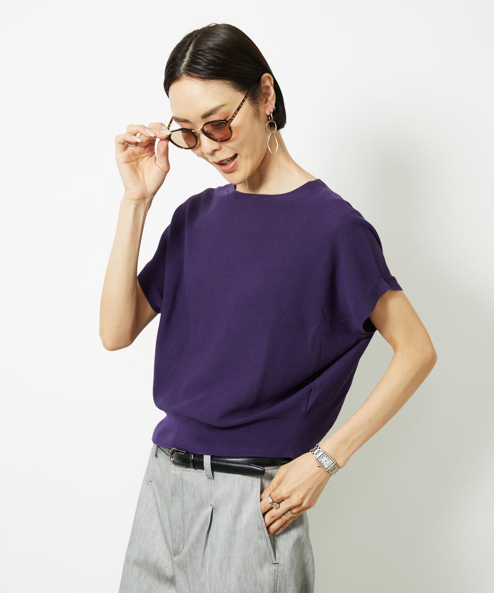 FMFGA26170 MICHEL KLEIN(ミッシェルクラン) ホールガーメント(R)フレンチスリーブニット(WEB限定カラーあり) ライトブルー