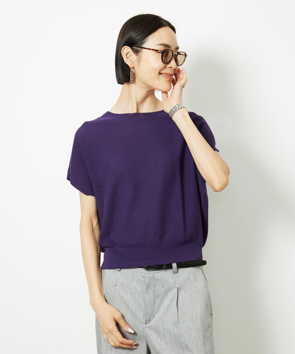 FMFGA26170 MICHEL KLEIN(ミッシェルクラン) ホールガーメント(R)フレンチスリーブニット(WEB限定カラーあり) ライトブルー