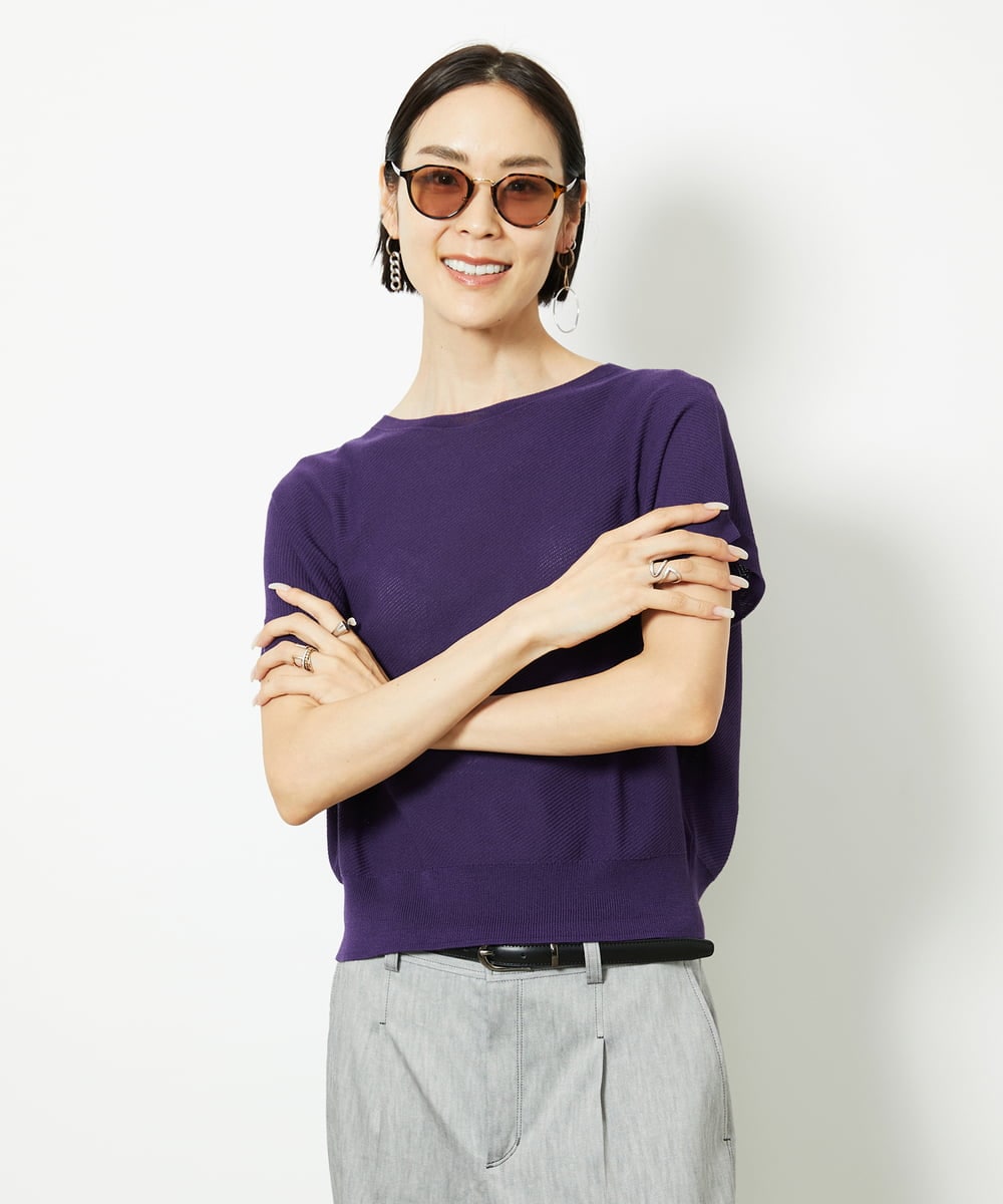 FMFGA26170 MICHEL KLEIN(ミッシェルクラン) ホールガーメント(R)フレンチスリーブニット(WEB限定カラーあり) ライトブルー