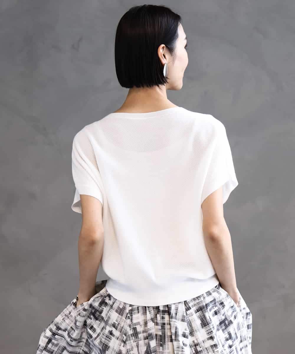 FMFGA26170 MICHEL KLEIN(ミッシェルクラン) ホールガーメント(R)フレンチスリーブニット ライトブルー