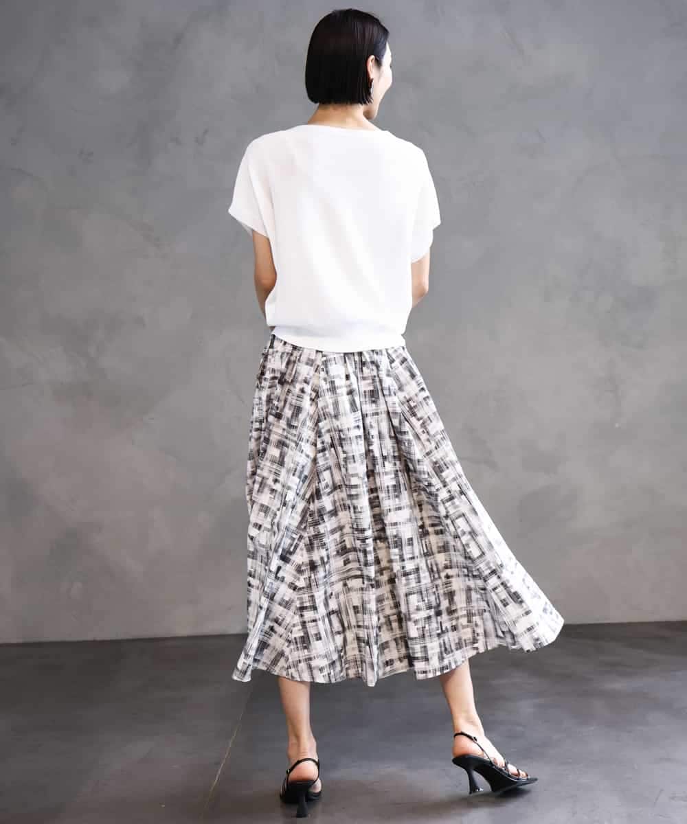 FMFGA26170 MICHEL KLEIN(ミッシェルクラン) ホールガーメント(R)フレンチスリーブニット ライトブルー