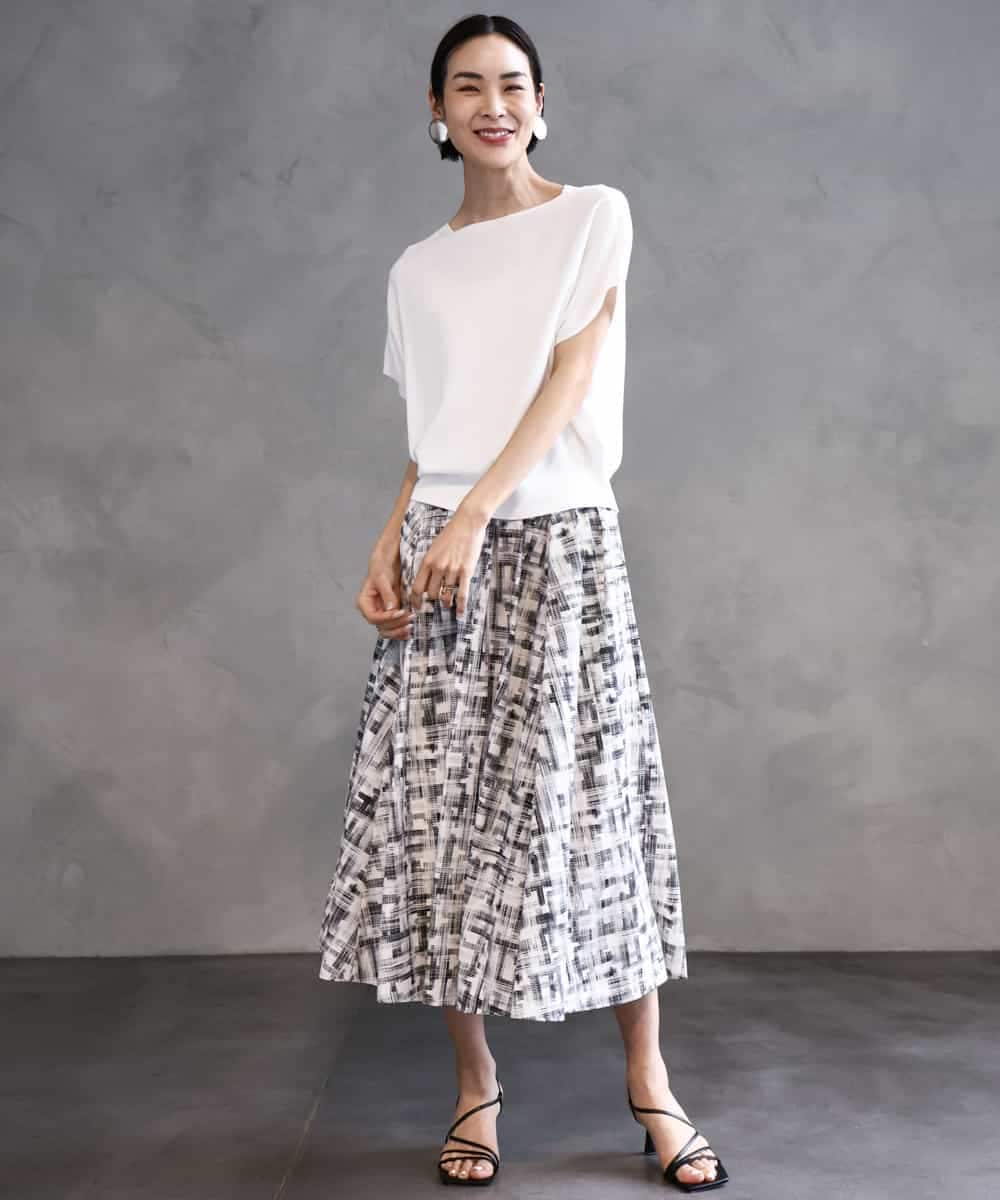 FMFGA26170 MICHEL KLEIN(ミッシェルクラン) ホールガーメント(R)フレンチスリーブニット ライトブルー
