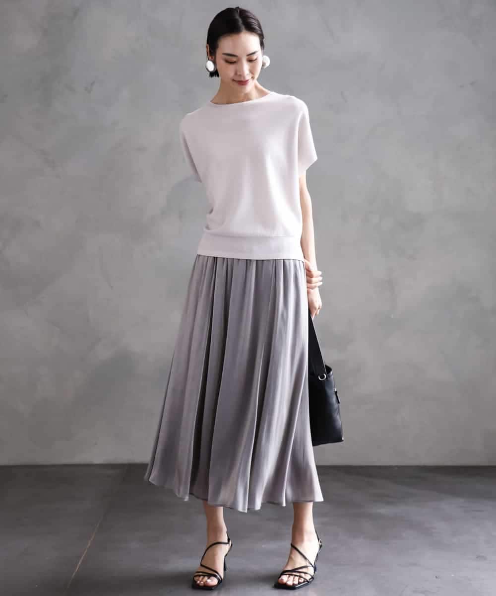 FMFGA26170 MICHEL KLEIN(ミッシェルクラン) ホールガーメント(R)フレンチスリーブニット ライトブルー