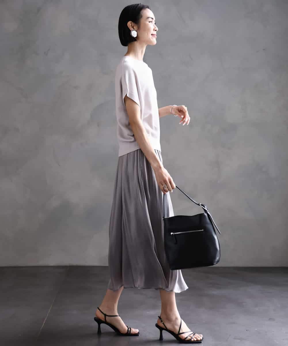 FMFGA26170 MICHEL KLEIN(ミッシェルクラン) ホールガーメント(R)フレンチスリーブニット ライトブルー