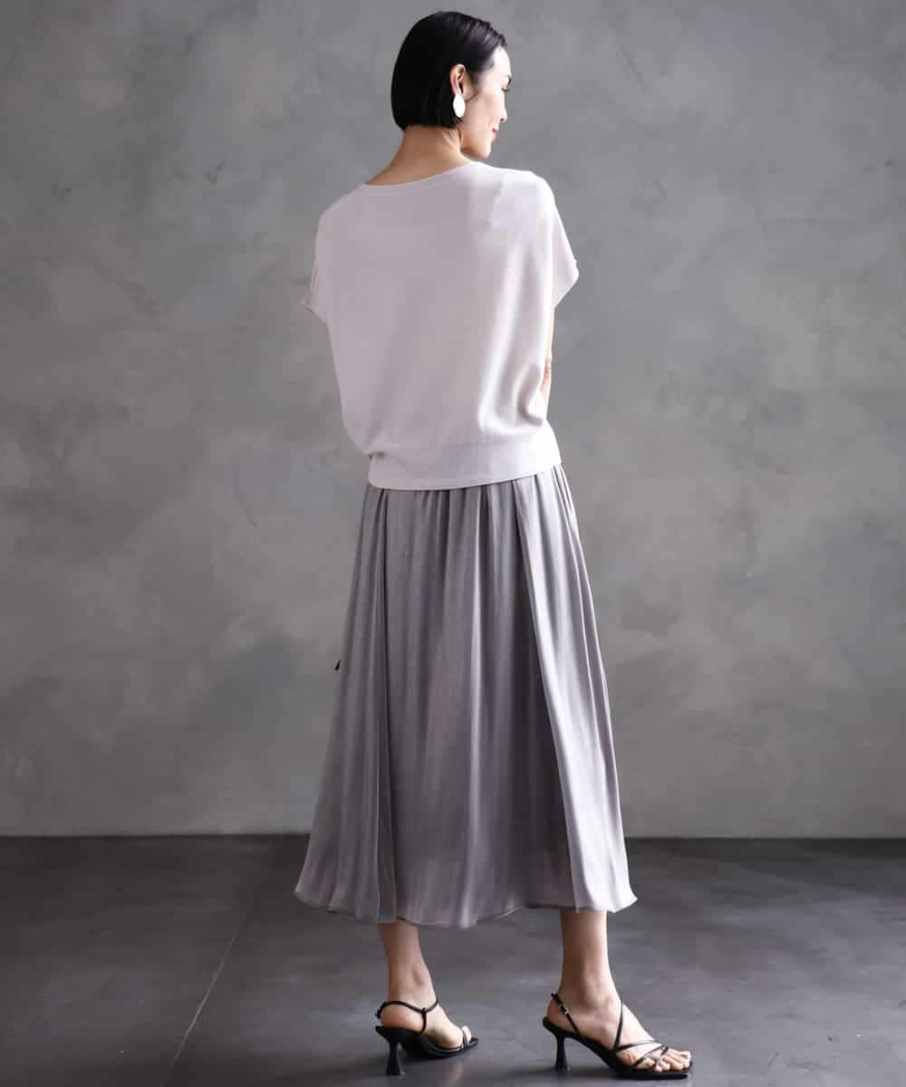 FMFGA26170 MICHEL KLEIN(ミッシェルクラン) ホールガーメント(R)フレンチスリーブニット ライトブルー