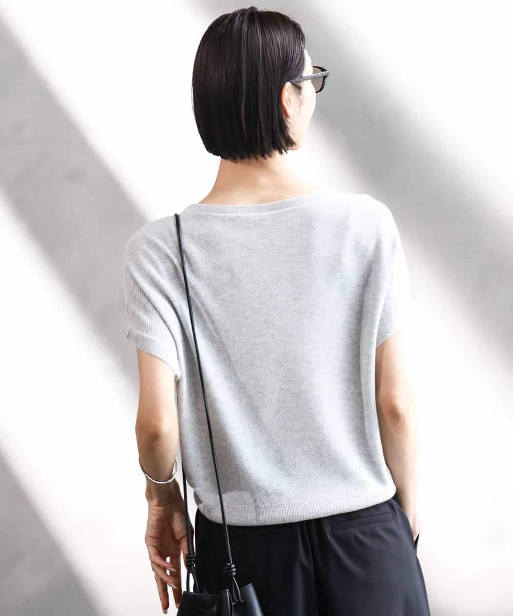 FMFGA26170 MICHEL KLEIN(ミッシェルクラン) ホールガーメント(R)フレンチスリーブニット ライトブルー