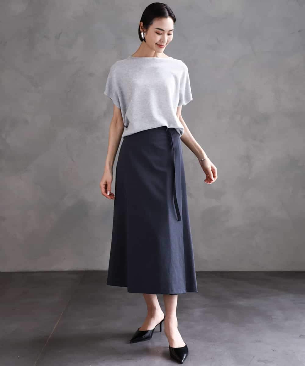 FMFGA26170 MICHEL KLEIN(ミッシェルクラン) ホールガーメント(R)フレンチスリーブニット ライトブルー