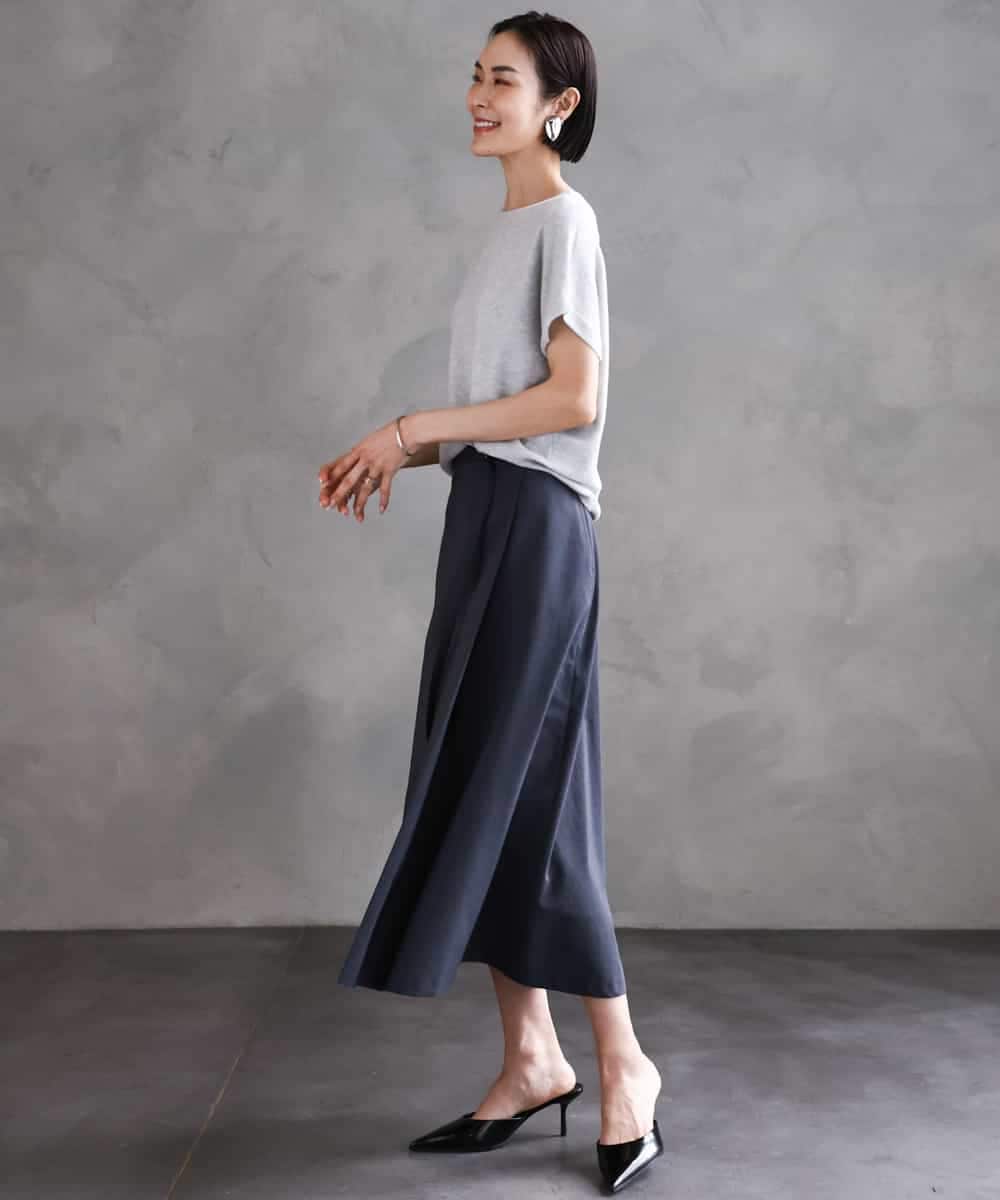 FMFGA26170 MICHEL KLEIN(ミッシェルクラン) ホールガーメント(R)フレンチスリーブニット ライトブルー