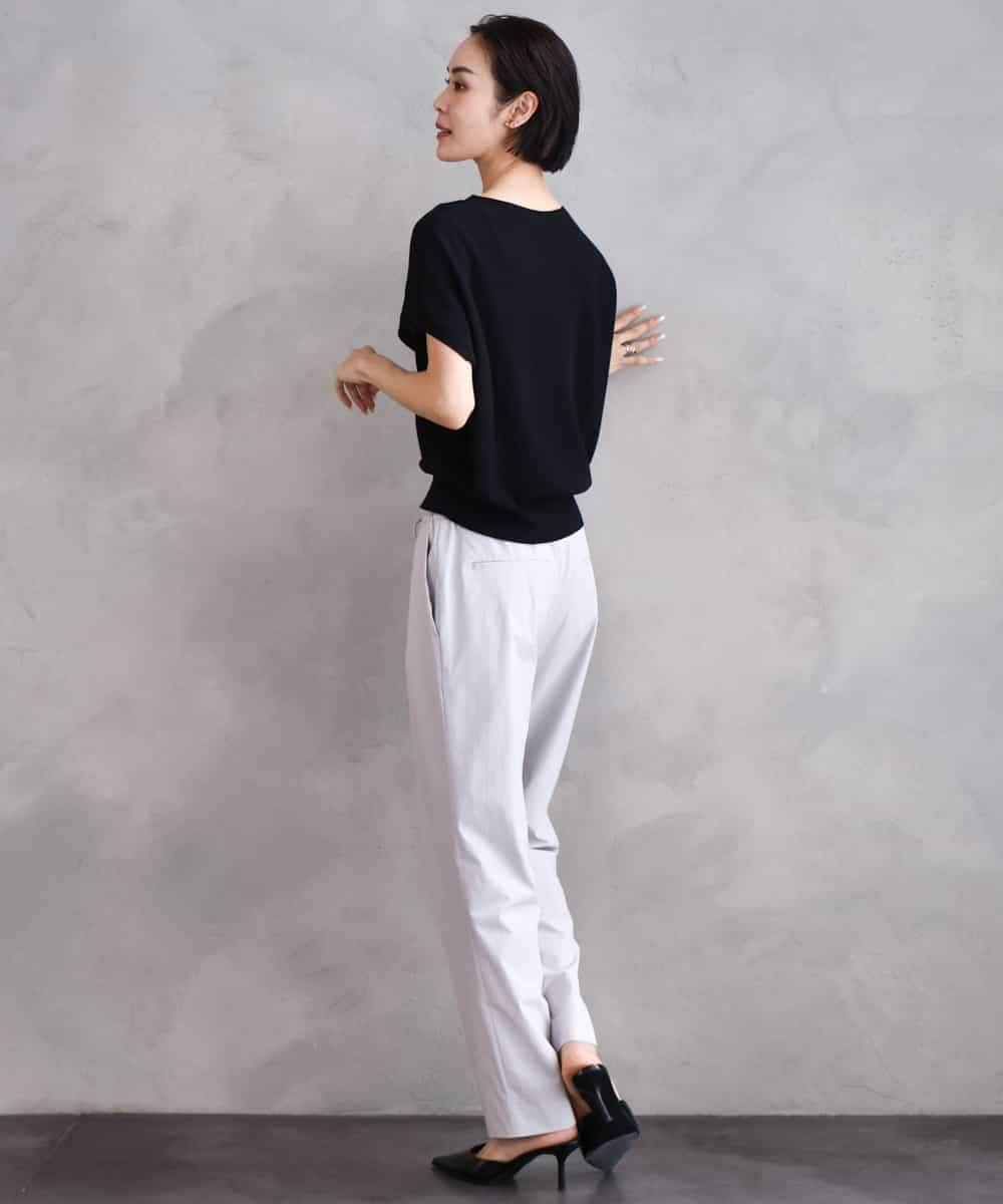 FMFGA26170 MICHEL KLEIN(ミッシェルクラン) ホールガーメント(R)フレンチスリーブニット ライトブルー