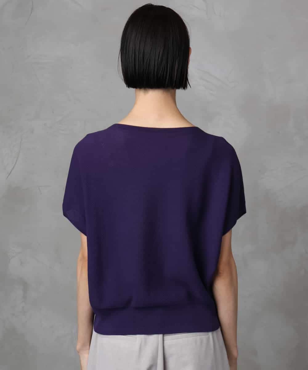 FMFGA26170 MICHEL KLEIN(ミッシェルクラン) ホールガーメント(R)フレンチスリーブニット ライトブルー