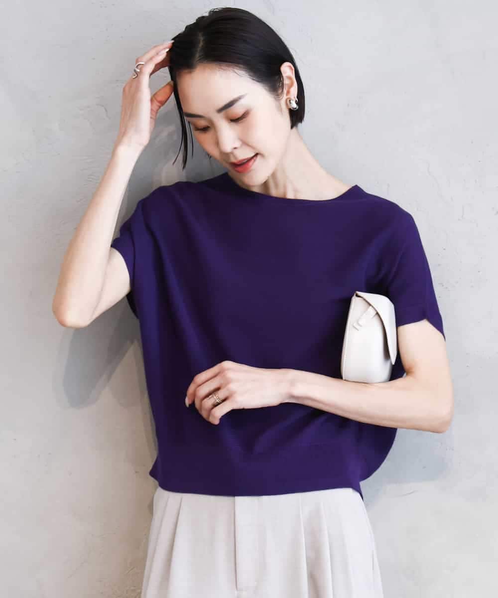 FMFGA26170 MICHEL KLEIN ホールガーメント(R)フレンチスリーブニット(WEB限定カラーあり)