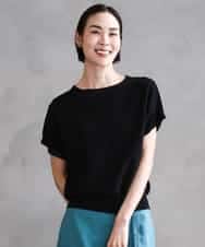 FMFGA26170 MICHEL KLEIN(ミッシェルクラン) ホールガーメント(R)フレンチスリーブニット ブラック