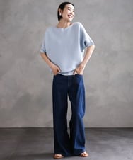 FMFGA36160 MICHEL KLEIN(ミッシェルクラン) [新色追加]ホールガーメント(R)ドルマンスリーブニット(半袖） ラベンダー