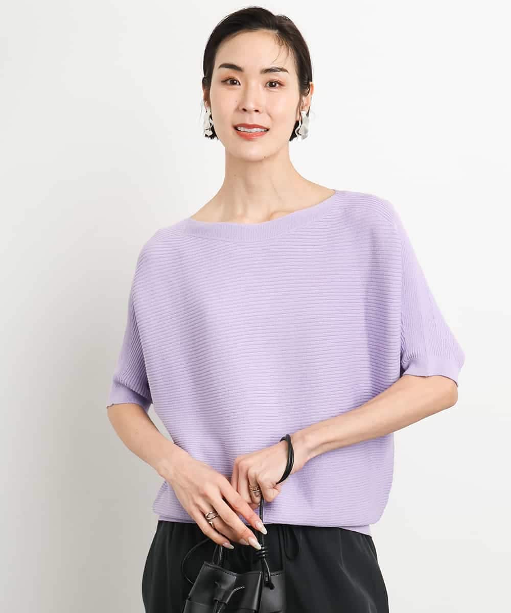 FMFGA36160 MICHEL KLEIN(ミッシェルクラン) ホールガーメント(R)ドルマンスリーブニット(半袖） ラベンダー