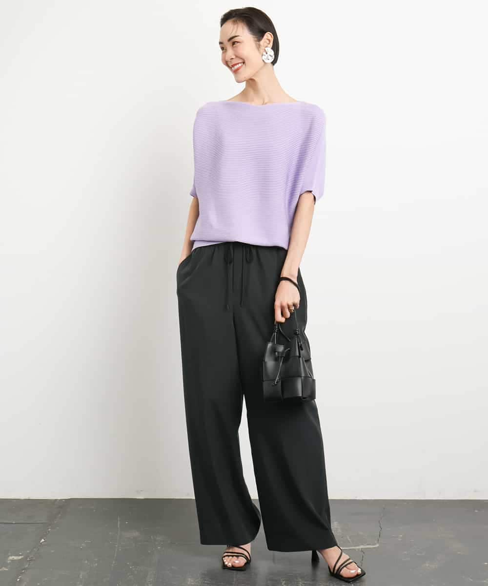 FMFGA36160 MICHEL KLEIN(ミッシェルクラン) ホールガーメント(R)ドルマンスリーブニット(半袖） ラベンダー