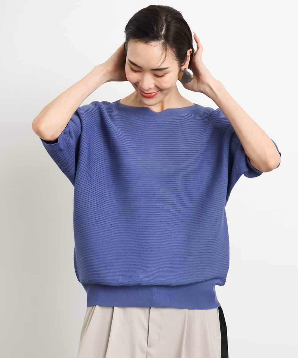 FMFGA36160 MICHEL KLEIN(ミッシェルクラン) ホールガーメント(R)ドルマンスリーブニット(半袖） ラベンダー