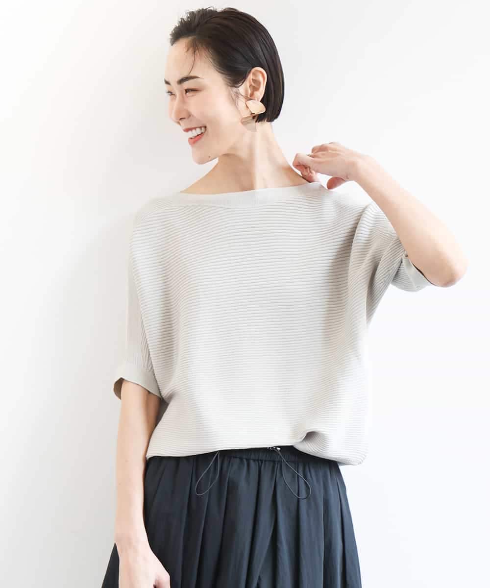 FMFGA36160 MICHEL KLEIN(ミッシェルクラン) ホールガーメント(R)ドルマンスリーブニット(半袖） ラベンダー