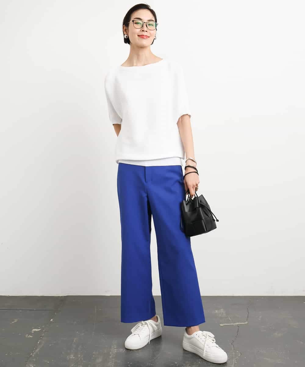 FMFGA36160 MICHEL KLEIN(ミッシェルクラン) ホールガーメント(R)ドルマンスリーブニット(半袖） ラベンダー