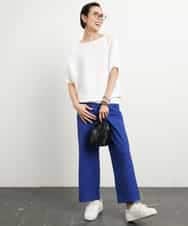 FMFGA36160 MICHEL KLEIN(ミッシェルクラン) ホールガーメント(R)ドルマンスリーブニット(半袖） ラベンダー