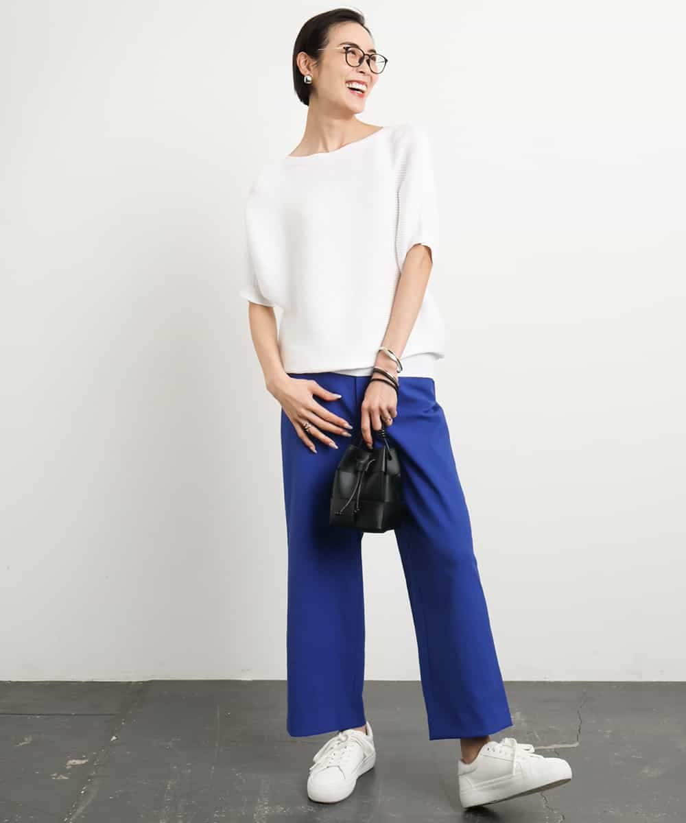 FMFGA36160 MICHEL KLEIN(ミッシェルクラン) ホールガーメント(R)ドルマンスリーブニット(半袖） ラベンダー