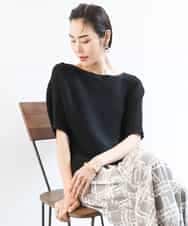 FMFGA36160 MICHEL KLEIN(ミッシェルクラン) ホールガーメント(R)ドルマンスリーブニット(半袖） ラベンダー
