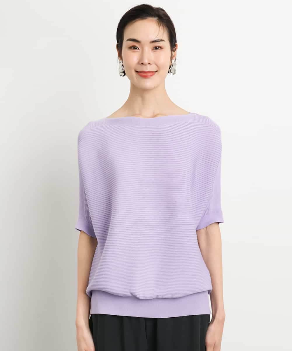 FMFGA36160 MICHEL KLEIN(ミッシェルクラン) ホールガーメント(R)ドルマンスリーブニット(半袖） ラベンダー