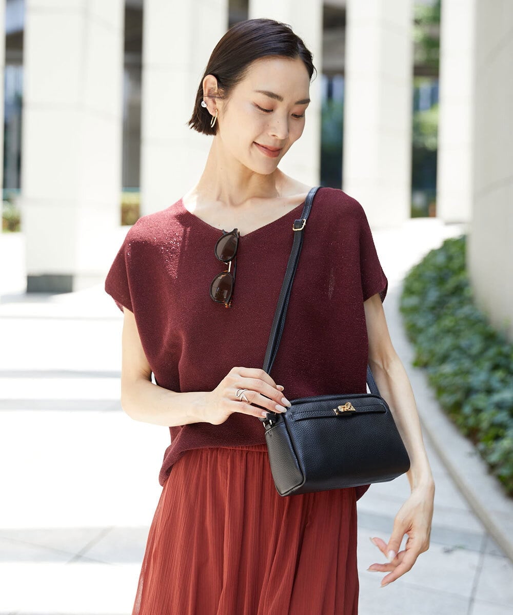 FMFGD02190 MICHEL KLEIN ホールガーメント(R)Vネックラメニット