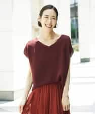 FMFGD02190 MICHEL KLEIN(ミッシェルクラン) ホールガーメント(R)Vネックラメニット パープル