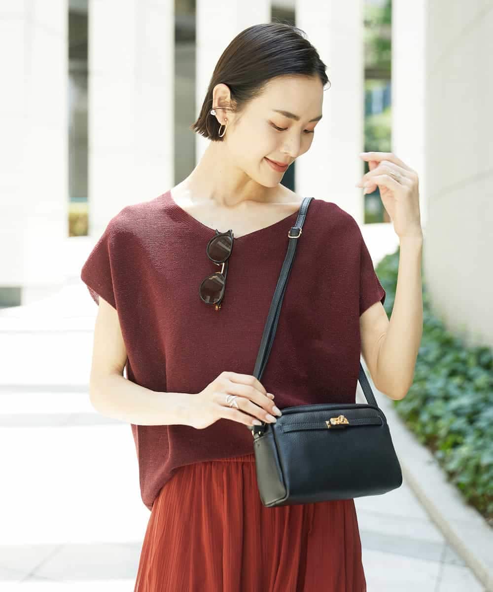 FMFGD02190 MICHEL KLEIN(ミッシェルクラン) ホールガーメント(R)Vネックラメニット パープル