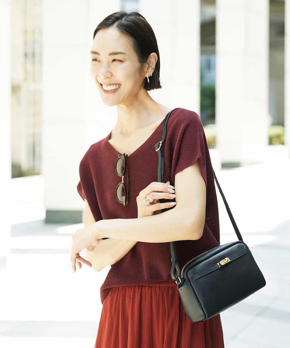 FMFGD02190 MICHEL KLEIN(ミッシェルクラン) ホールガーメント(R)Vネックラメニット パープル