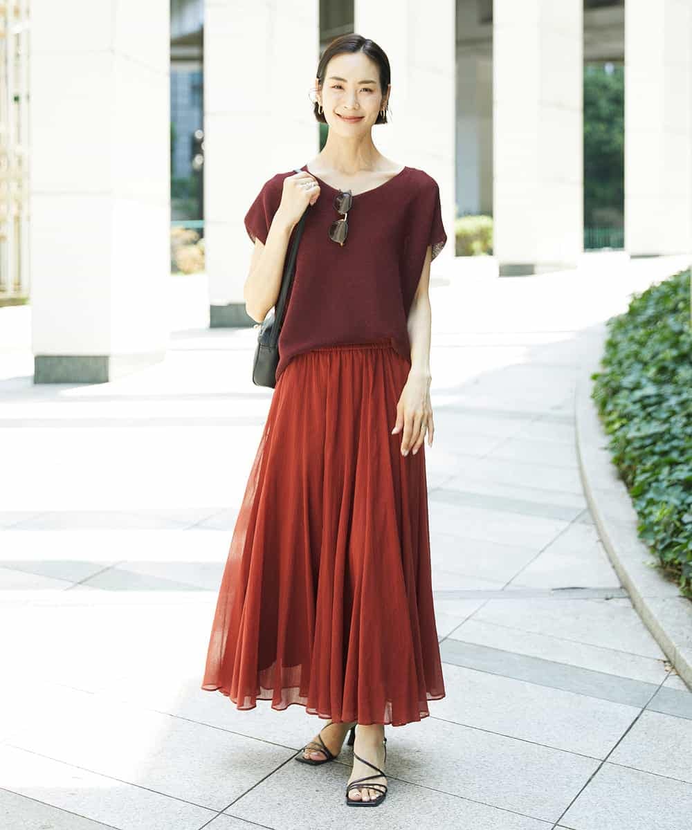 FMFGD02190 MICHEL KLEIN(ミッシェルクラン) ホールガーメント(R)Vネックラメニット パープル