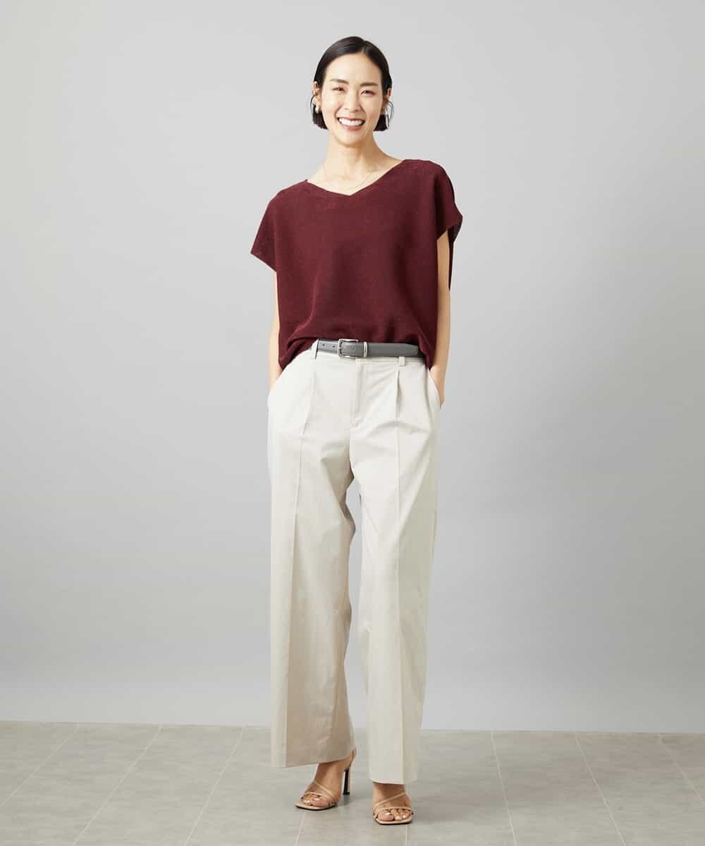 FMFGD02190 MICHEL KLEIN(ミッシェルクラン) ホールガーメント(R)Vネックラメニット パープル
