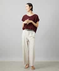 FMFGD02190 MICHEL KLEIN(ミッシェルクラン) ホールガーメント(R)Vネックラメニット パープル