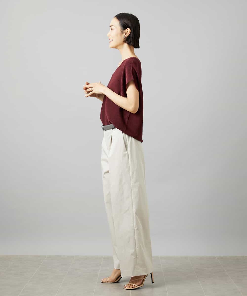 FMFGD02190 MICHEL KLEIN(ミッシェルクラン) ホールガーメント(R)Vネックラメニット パープル