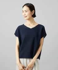 FMFGD02190 MICHEL KLEIN(ミッシェルクラン) ホールガーメント(R)Vネックラメニット パープル