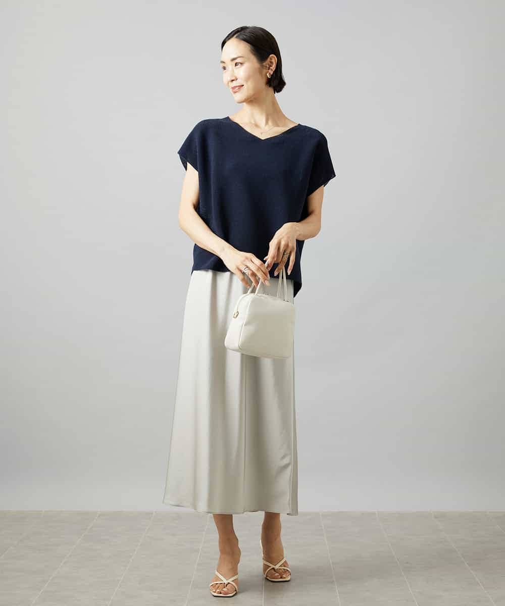 FMFGD02190 MICHEL KLEIN(ミッシェルクラン) ホールガーメント(R)Vネックラメニット パープル