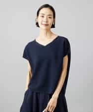 FMFGD02190 MICHEL KLEIN(ミッシェルクラン) ホールガーメント(R)Vネックラメニット パープル