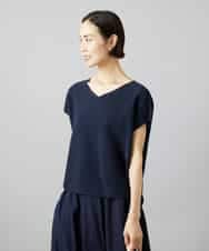 FMFGD02190 MICHEL KLEIN(ミッシェルクラン) ホールガーメント(R)Vネックラメニット パープル