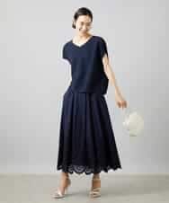 FMFGD02190 MICHEL KLEIN(ミッシェルクラン) ホールガーメント(R)Vネックラメニット パープル