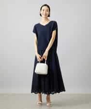 FMFGD02190 MICHEL KLEIN(ミッシェルクラン) ホールガーメント(R)Vネックラメニット パープル